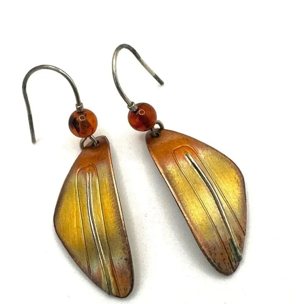 Sterling silver copper drop earrings
